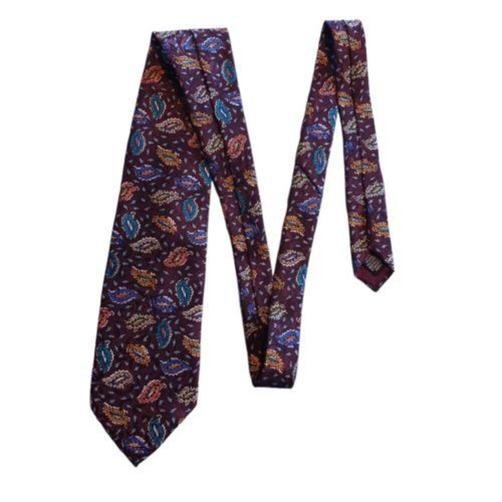 Christian Dior Monsieur Men's Tie‎ Purple Blue Leaves Designer Dior Made in USA